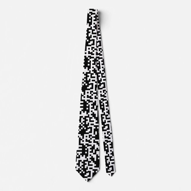 Cravate Motif Motif QR noir et blanc (Devant)