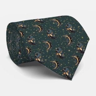Cravate Motif mystique croissant de lune et étoile
