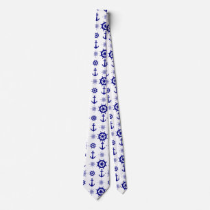 Cravate Motif nautique blanc bleu côtier