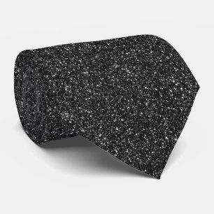 Cravate Motif Noir Brillant Métallisé Pailleté