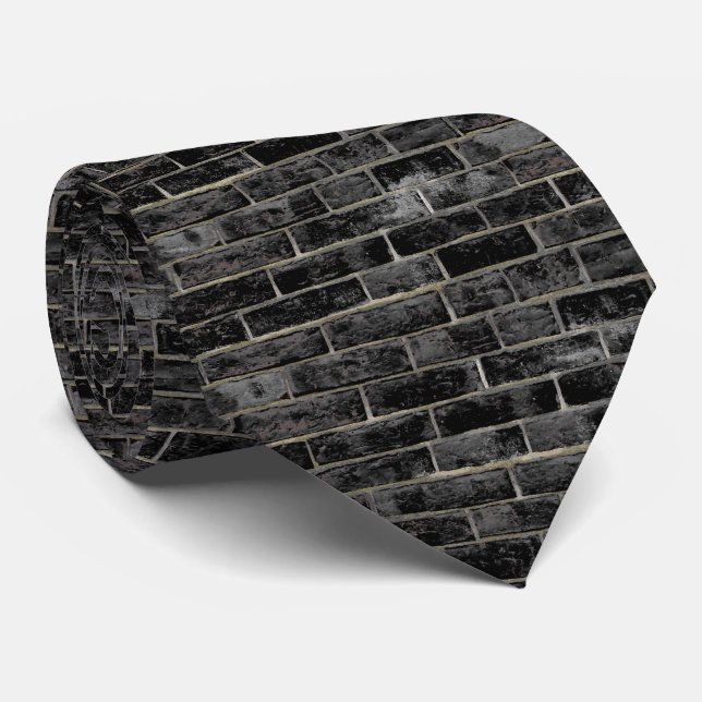 Cravate Motif noir de mur de briques (Roulé)