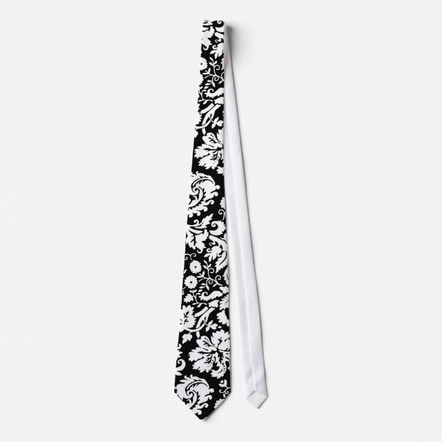 Cravate Motif noir et blanc de damassé (Devant)