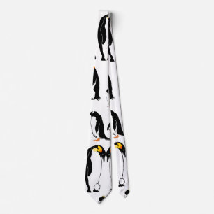 Cravate motif noir et blanc de pingouins