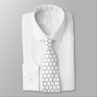 Cravate Motif noir et blanc en nid d'abeille hexagonale