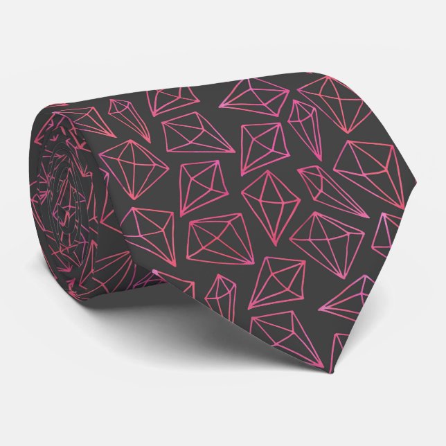 Cravate Motif noir et rouge de la vie de diamant (Roulé)