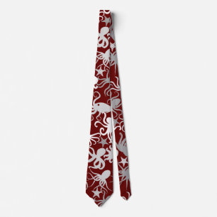 Cravate Motif octopus.b D Rouge BG