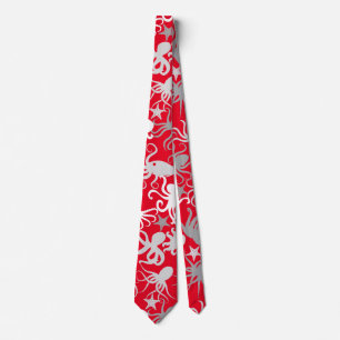 Cravate Motif octopus.b Rouge BG