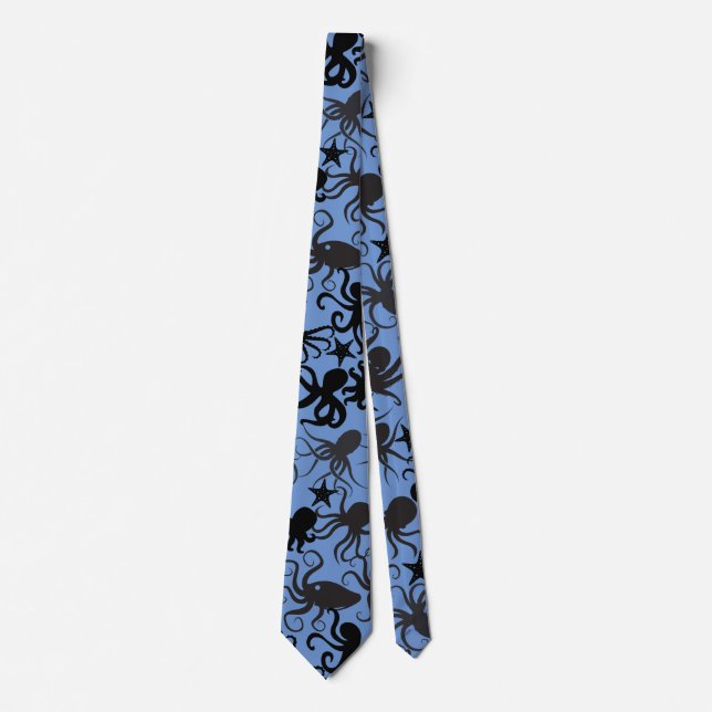 Cravate Motif octopus.w LBlue BG (Devant)