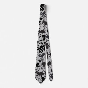 Cravate Motif octopus.w LGrey BG