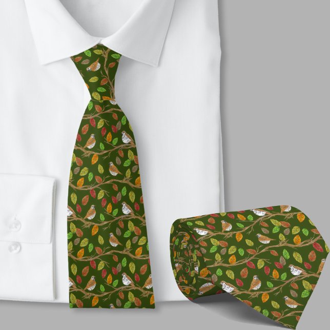 Cravate Motif oiseaux et feuilles fantaisistes (Créateur téléchargé)