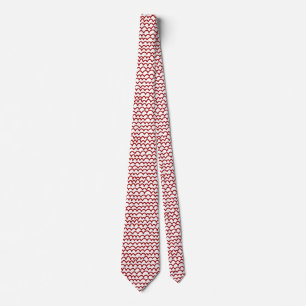 Cravate Motif ondulé - Rouge rubis sur blanc