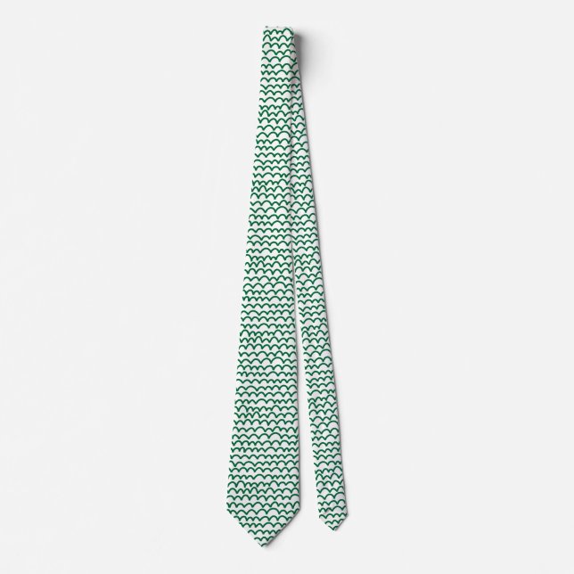Cravate Motif ondulé - Vert de la forêt sur blanc (Devant)