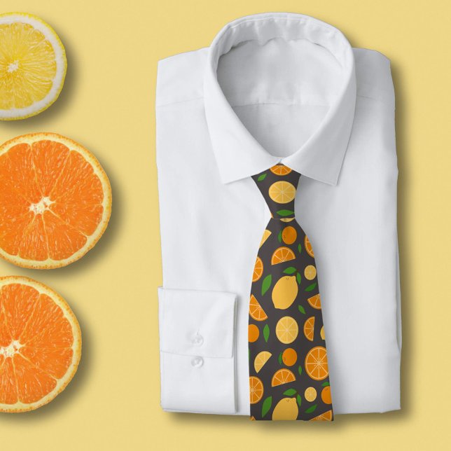 Cravate Motif orange et citron (Orange & Lemon Pattern Neck Tie)