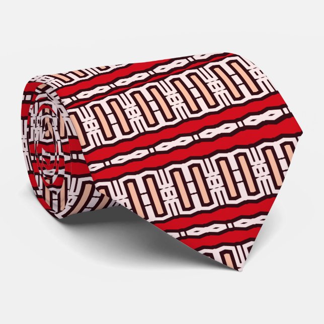 Cravate Motif ouvrier 2 (corail rouge) (Roulé)