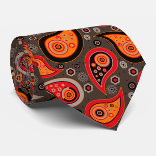 Cravate Motif Paisley vintage rouge orange