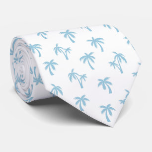 Cravate Motif palmier tropical bébé bleu