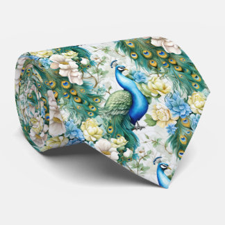 Cravate motif paon carrelé cool