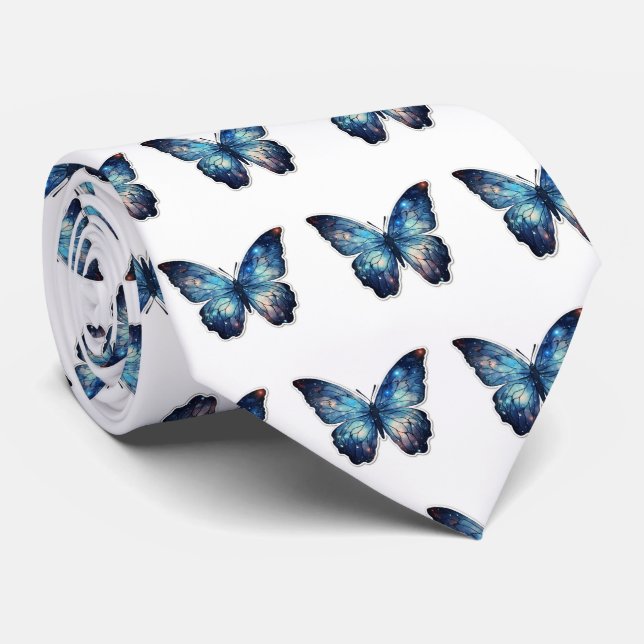 Cravate Motif papillon bleu (Roulé)