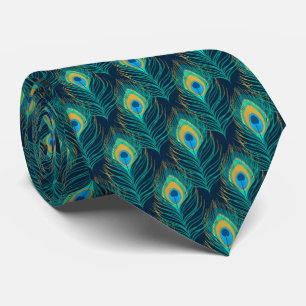 Cravate Motif Peacock Feather
