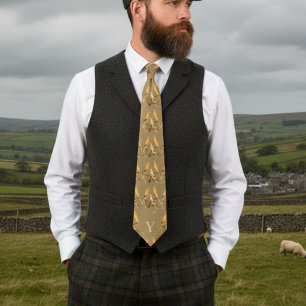 Cravate Motif petite perruche du Yorkshire - votre monogra