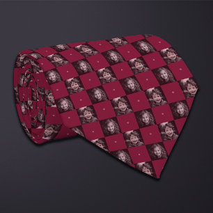 Cravate Motif photo Burgundy Checkerboard (2 photos)