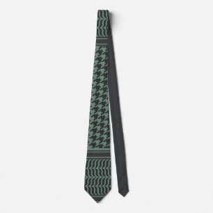 Cravate Motif pied-de-poule olive moderne atténué