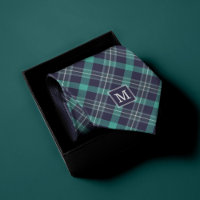 Motif Plaid bleu et vert Monogramme