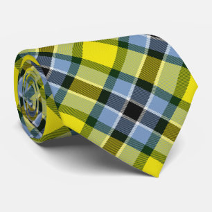 Cravate Motif plat moderne bleu et jaune Tartan