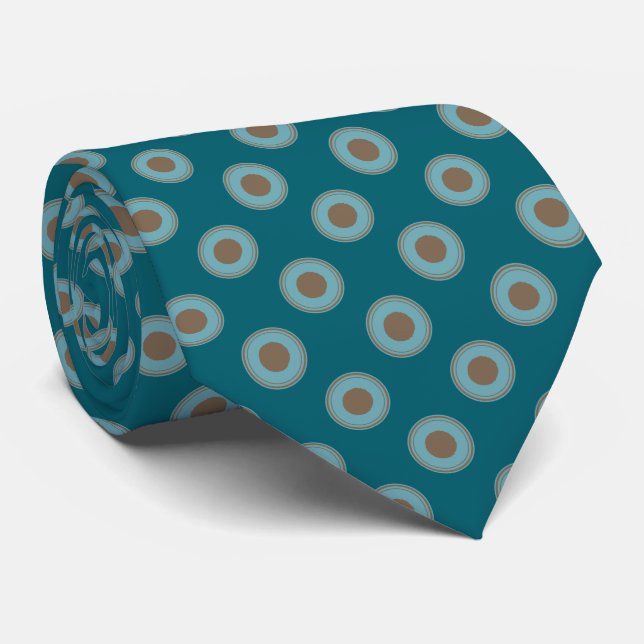 Cravate Motif Pointe Polka - Turquoise Bleu Brown (Roulé)