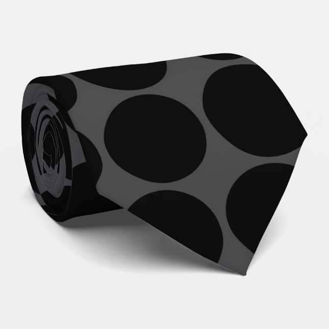 Cravate Motif Pois gris noir (Roulé)
