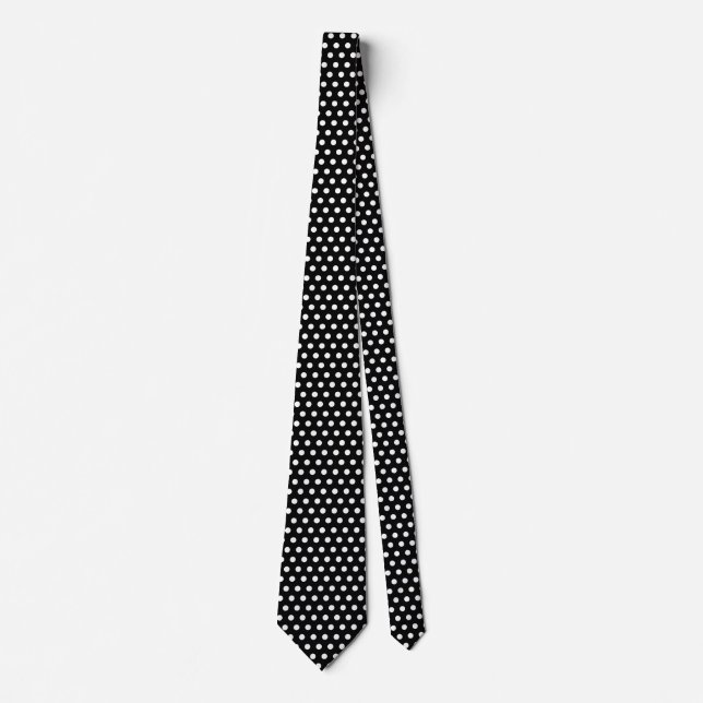Cravate Motif Pois minuscule noir et blanc Preppy (Devant)
