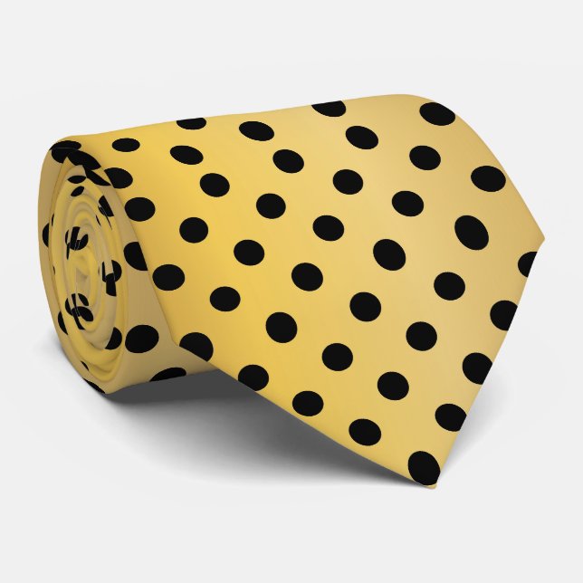 Cravate Motif Pois noir et or (Roulé)