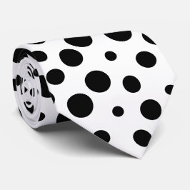 Cravate Motif Pois noir sur blanc