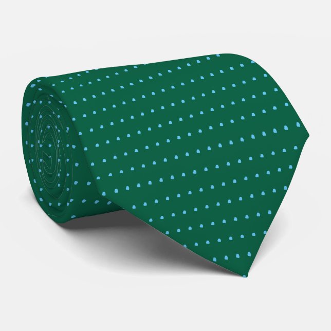 Cravate Motif Pois verte et bleue (Roulé)