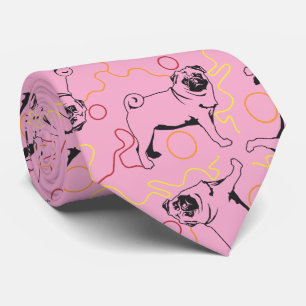 Cravate Motif Pug fond gris