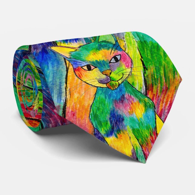 Cravate Motif Rainbow Cat (Roulé)
