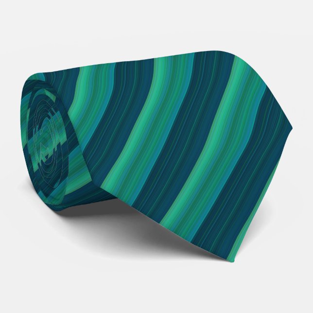 Cravate Motif rayé bleu et vert (Roulé)