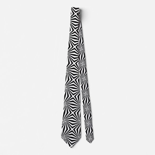 Cravate Motif rayonnant noir blanc Thunder_Cove (Devant)