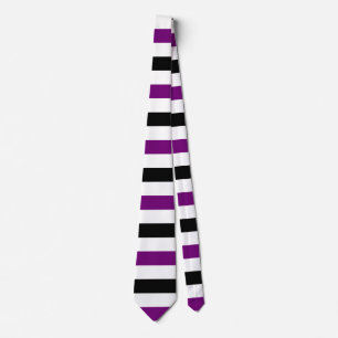 Cravate Motif rayures noires et blanches violettes