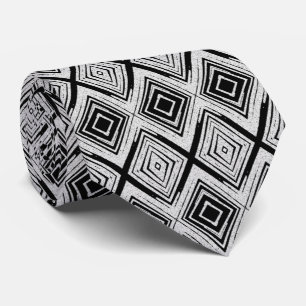 Cravate Motif rectangulaire noir et blanc cool