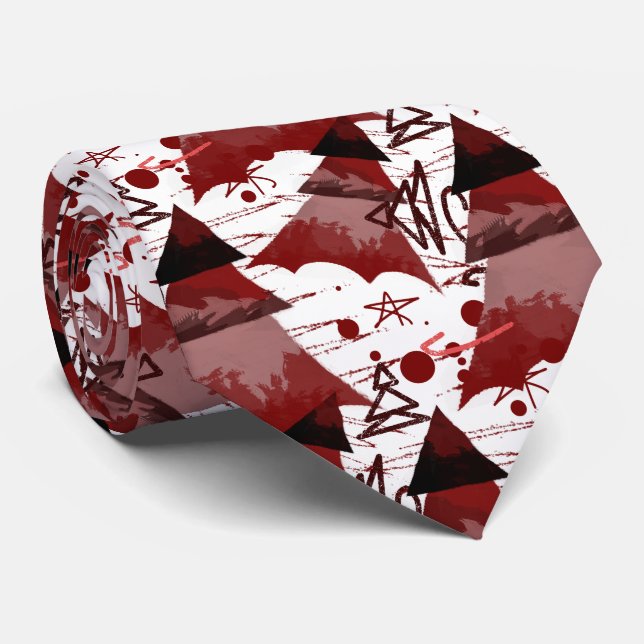 Cravate Motif Red Christmas Trees (Roulé)