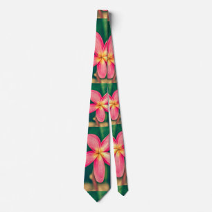 Cravate Motif Red Plumeria