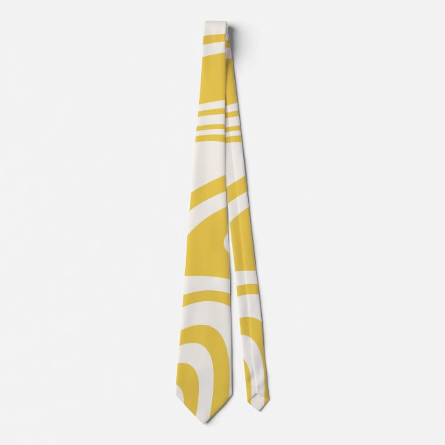 Cravate Motif rétro à balayage jaune (Devant)