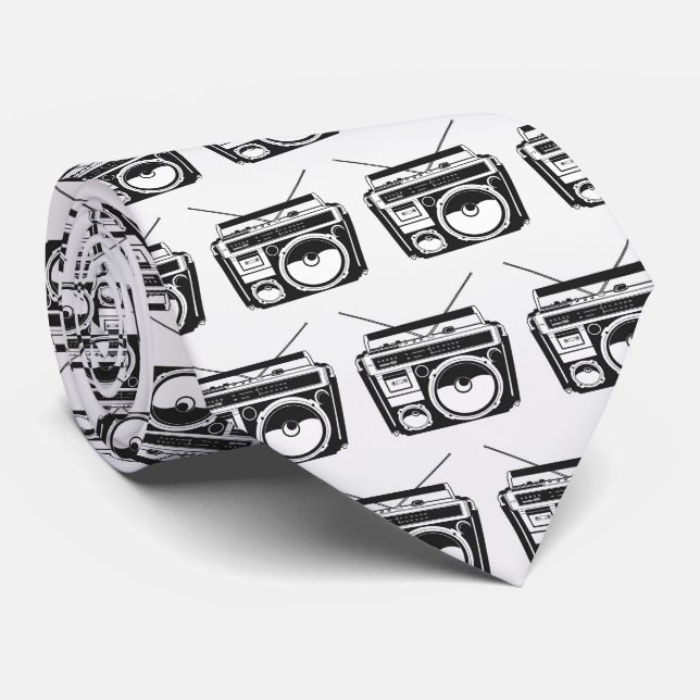 Cravate Motif Rétro Boombox 80s (Roulé)