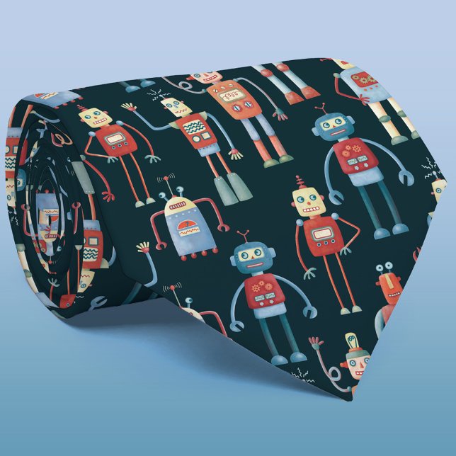 Cravate Motif robotique rétro (Retro style robot neck tie)