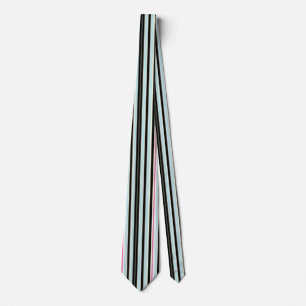 Cravate Motif rose blanc bleu noir de rayure verticale