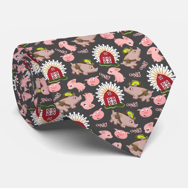 Cravate Motif rose de porcs (Roulé)