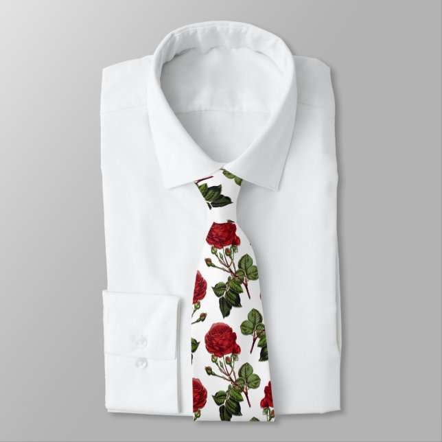 Cravate Motif Rose Red Long Stem (Attaché)