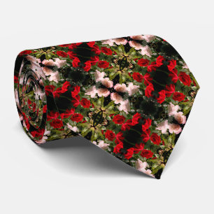 Cravate Motif Rose Rouge Et Blanc