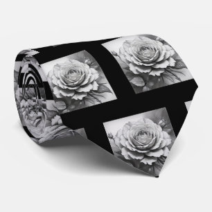 Cravate Motif Roses noir et blanc